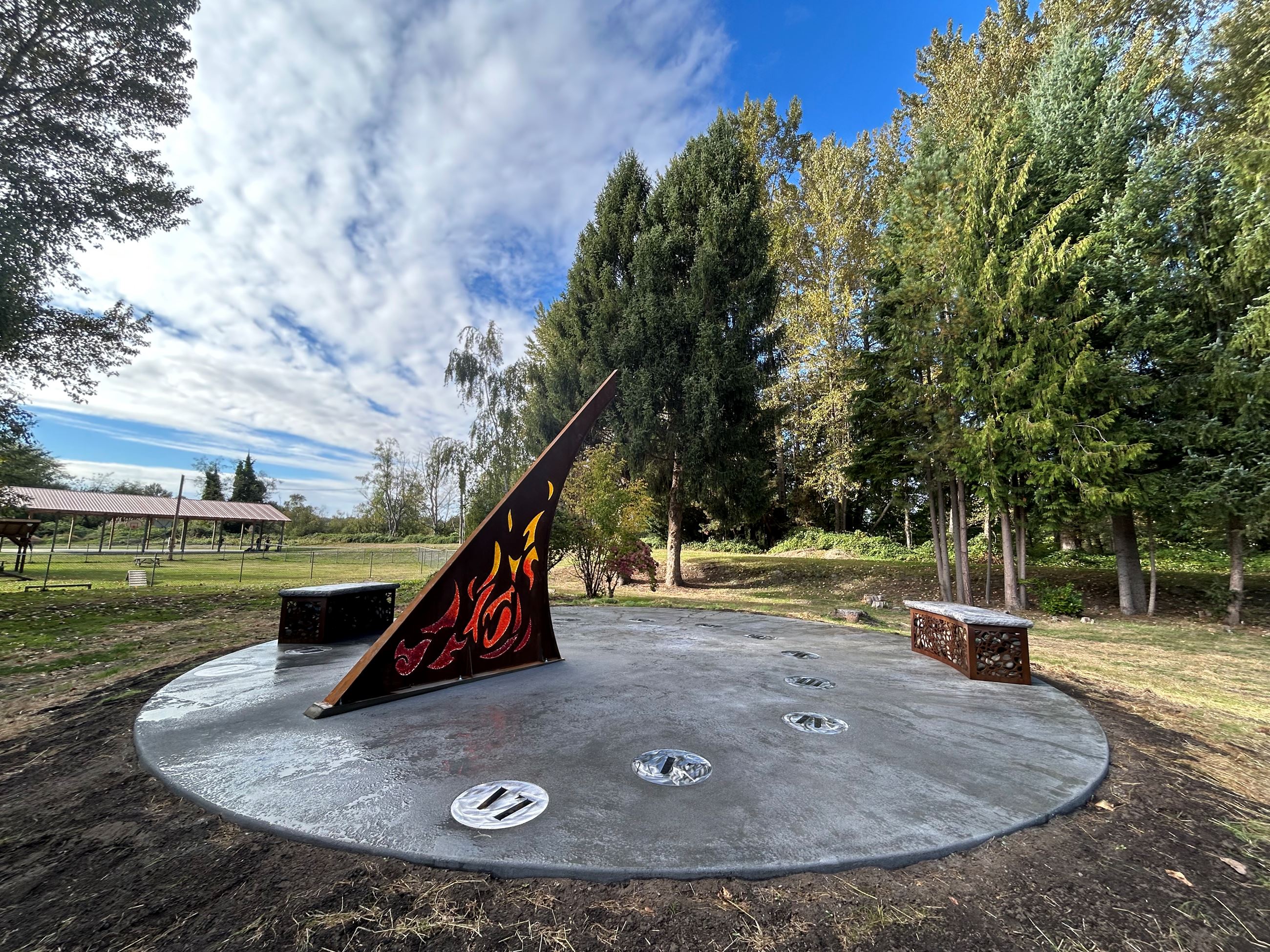sundial artwork in park